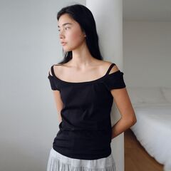 ONE SHOULDER GATHER TOPS/ワンショルダーギャザートップス（Tシャツ