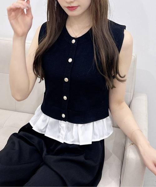 INGNI(イング)の「裾シャツ出しノースリニットカーディガン(カーディガン/ボレロ・レディース・ホワイト系その他4/グレー/ブラック/ピンク・M)」の10枚目の写真