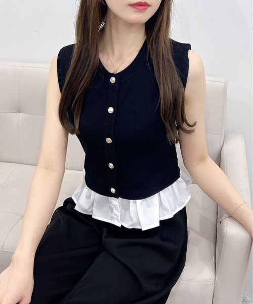 INGNI(イング)の「裾シャツ出しノースリニットカーディガン(カーディガン/ボレロ・レディース・ホワイト系その他4/グレー/ブラック/ピンク・M)」の12枚目の写真