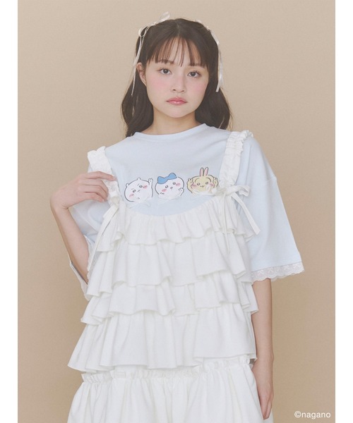 merry jenny(メリージェニー)の「ちいかわリボンTee(Tシャツ/カットソー・レディース・ブルー/ピンク/オフホワイト・FREE)」の3枚目の写真