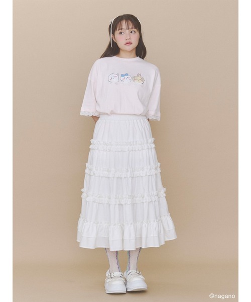 merry jenny(メリージェニー)の「ちいかわリボンTee(Tシャツ/カットソー・レディース・ブルー/ピンク/オフホワイト・FREE)」の7枚目の写真