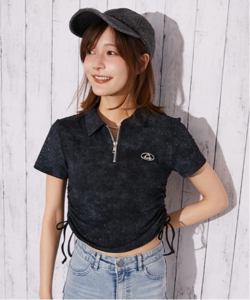 GORGE(ゴージ)の「《襟付きジップ・キラキラドロスト》カットソー/ストリート×カジュアル/春夏/全4色(Tシャツ/カットソー・レディース・ブラック/グリーン/パープル/ベージュ系・F)」の12枚目の写真