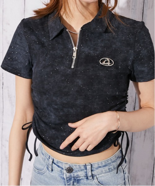 GORGE(ゴージ)の「《襟付きジップ・キラキラドロスト》カットソー/ストリート×カジュアル/春夏/全4色(Tシャツ/カットソー・レディース・ブラック/グリーン/パープル/ベージュ系・F)」の14枚目の写真