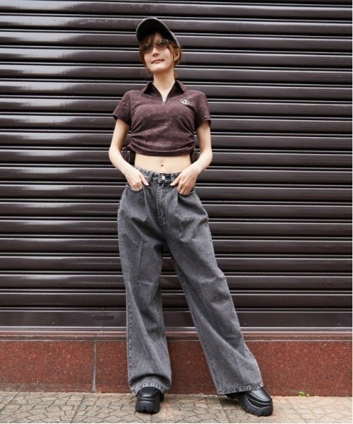 GORGE(ゴージ)の「《襟付きジップ・キラキラドロスト》カットソー/ストリート×カジュアル/春夏/全4色(Tシャツ/カットソー・レディース・ブラック/グリーン/パープル/ベージュ系・F)」の18枚目の写真