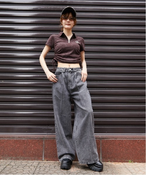 GORGE(ゴージ)の「《襟付きジップ・キラキラドロスト》カットソー/ストリート×カジュアル/春夏/全4色(Tシャツ/カットソー・レディース・ブラック/グリーン/パープル/ベージュ系・F)」の19枚目の写真