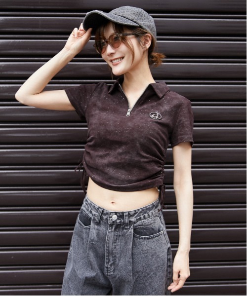 GORGE(ゴージ)の「《襟付きジップ・キラキラドロスト》カットソー/ストリート×カジュアル/春夏/全4色(Tシャツ/カットソー・レディース・ブラック/グリーン/パープル/ベージュ系・F)」の20枚目の写真