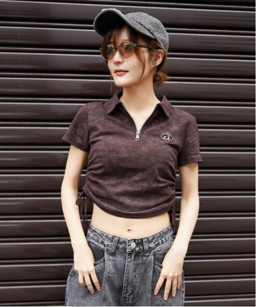 GORGE(ゴージ)の「《襟付きジップ・キラキラドロスト》カットソー/ストリート×カジュアル/春夏/全4色(Tシャツ/カットソー・レディース・ブラック/グリーン/パープル/ベージュ系・F)」の21枚目の写真