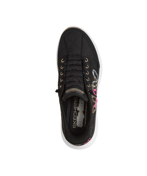 SKECHERS(スケッチャーズ)の「ハンズフリー スリップインズ ジェームズ・ゴールドクラウン:コンツアーフォーム - コージーフィット ゴールデン エンブレース(スニーカー・レディース・ブラック×ゴールド・23cm/23.5cm/24cm)」の5枚目の写真