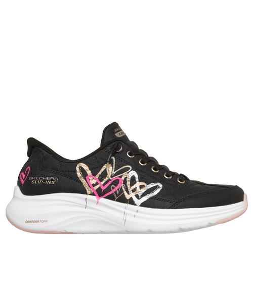 SKECHERS(スケッチャーズ)の「ハンズフリー スリップインズ ジェームズ・ゴールドクラウン:コンツアーフォーム - コージーフィット ゴールデン エンブレース(スニーカー・レディース・ブラック×ゴールド・23cm/23.5cm/24cm)」の6枚目の写真