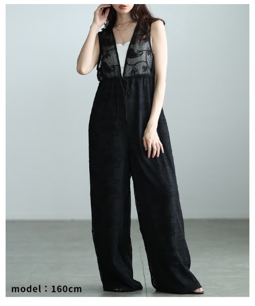 Sawa a la mode(サワアラモード)の「ペイズリーレースサロペットワイドパンツ(サロペット/オーバーオール・レディース・ブラック・FREE)」の22枚目の写真