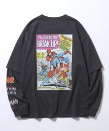 2026AW MARVEL/マーベル DC/ディーシー スパイダーマン/キャプテン・アメリカ/バットマン/スーパーマン オーバーサイズ 袖プリント フェイクレイヤード長袖Tシャツ ロンT メンズ レディース