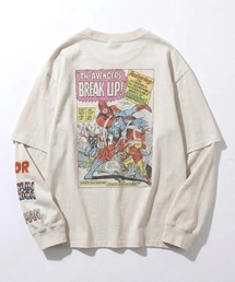 2026AW MARVEL/マーベル DC/ディーシー スパイダーマン/キャプテン・アメリカ/バットマン/スーパーマン オーバーサイズ 袖プリント フェイクレイヤード長袖Tシャツ ロンT メンズ レディース