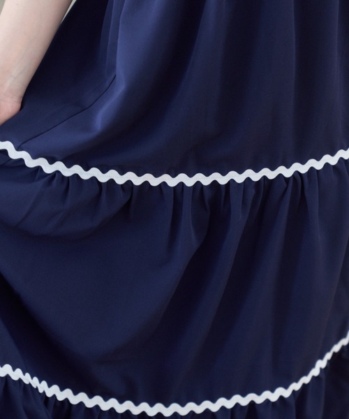 idem(イデム)の「nami nami princess onepiece / なみなみティアードワンピース(ワンピース・レディース・ネイビー/ライトパープル・FREE)」の17枚目の写真