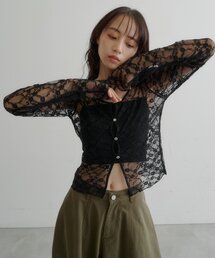 スカラップカットレースカーディガン