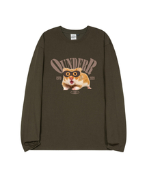 OUNDERR（オアンダーアール）の「MASK_HAMSTER_オーバーサイズ_ロングスリーブ [カーキ]（Tシャツ/カットソー）」