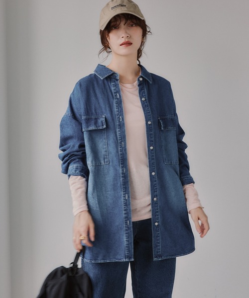 210nouve(トゥージュヌーブ)の「クルーネック シアートップス(Tシャツ/カットソー・レディース・サックスブルー/ピンク/ブラウン/ホワイト/ライトグレー/ブラック・FREE)」の22枚目の写真