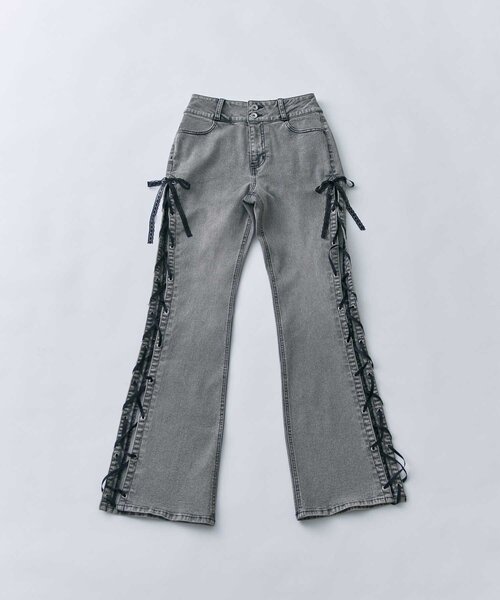 Belle Charme(ベルシャルム)の「【Belle Charme】 Side Lace-up Flare Denim(デニムパンツ・レディース・ベージュ/グレー・SMALL/LARGE/MEDIUM)」の22枚目の写真