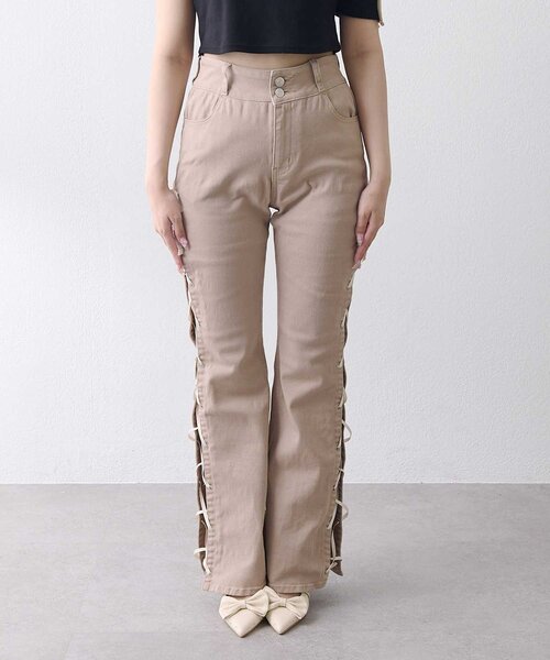 Belle Charme(ベルシャルム)の「【Belle Charme】 Side Lace-up Flare Denim(デニムパンツ・レディース・ベージュ/グレー・SMALL/LARGE/MEDIUM)」の18枚目の写真