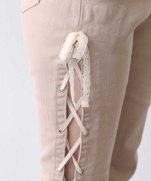 Belle Charme(ベルシャルム)の「【Belle Charme】 Side Lace-up Flare Denim(デニムパンツ・レディース・ベージュ/グレー・SMALL/LARGE/MEDIUM)」の13枚目の写真