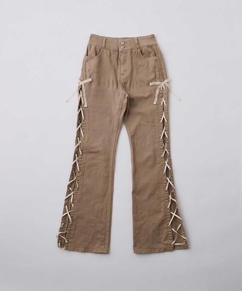 Belle Charme(ベルシャルム)の「【Belle Charme】 Side Lace-up Flare Denim(デニムパンツ・レディース・ベージュ/グレー・SMALL/LARGE/MEDIUM)」の9枚目の写真