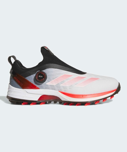 adidas(アディダス)の「アディゼロ ZG 25 ボア【adidas Golf/アディダスゴルフ】(スニーカー・メンズ・ホワイト×レッド・24.5cm/25.0cm/25.5cm/29.0cm/29.5cm/30.0cm/30.5cm/26.0cm/26.5cm/27.0cm/27.5cm/28.0cm/28.5cm)」の1枚目の写真