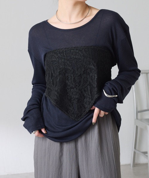 COLLAGE GALLARDAGALANTE(コラージュガリャルダガランテ)の「【芋生悠×Q.anosコラボ】スリングセットカットソー(Tシャツ/カットソー・レディース・ブラック/ホワイト/イエロー・FREE)」の3枚目の写真