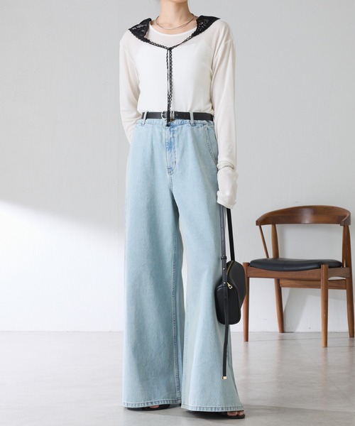 COLLAGE GALLARDAGALANTE(コラージュガリャルダガランテ)の「【芋生悠×Q.anosコラボ】スリングセットカットソー(Tシャツ/カットソー・レディース・ブラック/ホワイト/イエロー・FREE)」の4枚目の写真