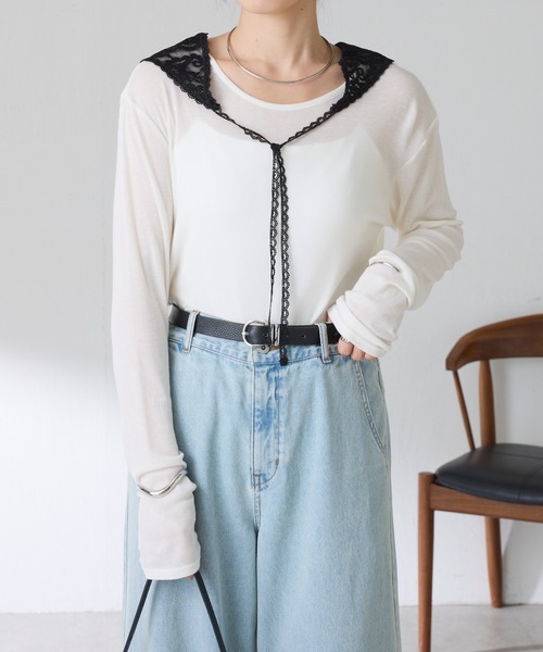 COLLAGE GALLARDAGALANTE(コラージュガリャルダガランテ)の「【芋生悠×Q.anosコラボ】スリングセットカットソー(Tシャツ/カットソー・レディース・ブラック/ホワイト/イエロー・FREE)」の10枚目の写真