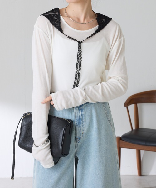 COLLAGE GALLARDAGALANTE(コラージュガリャルダガランテ)の「【芋生悠×Q.anosコラボ】スリングセットカットソー(Tシャツ/カットソー・レディース・ブラック/ホワイト/イエロー・FREE)」の5枚目の写真