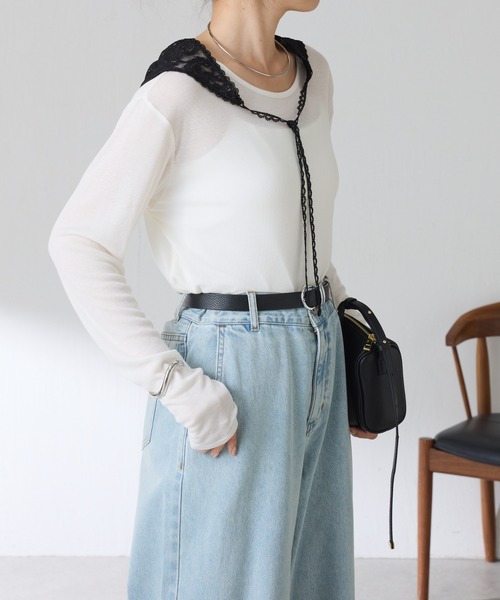 COLLAGE GALLARDAGALANTE(コラージュガリャルダガランテ)の「【芋生悠×Q.anosコラボ】スリングセットカットソー(Tシャツ/カットソー・レディース・ブラック/ホワイト/イエロー・FREE)」の9枚目の写真