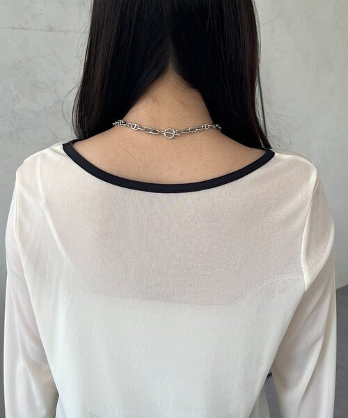 prose verse(プロズヴェール)の「バイカラーボートネックシアートップス(Tシャツ/カットソー・レディース・アイボリー/ピンク/ブラック・LARGE/MEDIUM)」の17枚目の写真