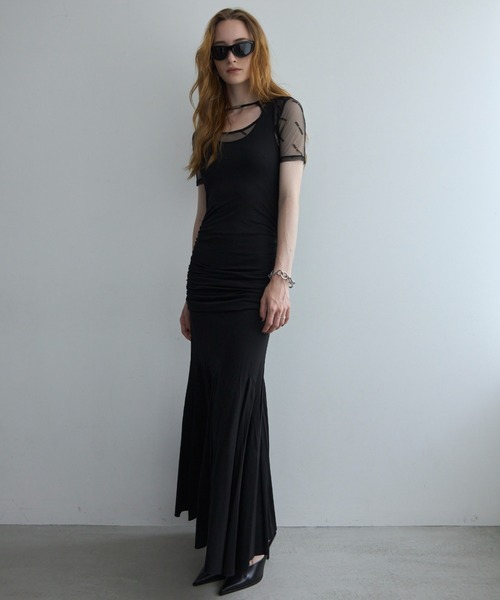 JOSE MOON(ジョゼムーン)の「DRAPE CUTSEW DRESS/ドレープカットソードレス(ワンピース・レディース・ブラック/ベージュ/グレー・FREE)」の5枚目の写真
