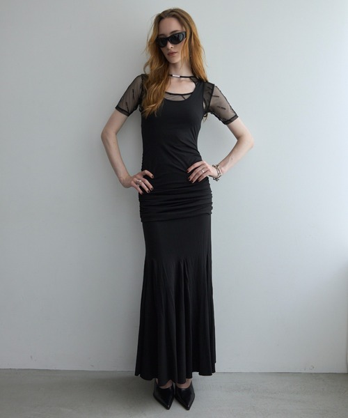 JOSE MOON(ジョゼムーン)の「DRAPE CUTSEW DRESS/ドレープカットソードレス(ワンピース・レディース・ブラック/ベージュ/グレー・FREE)」の6枚目の写真