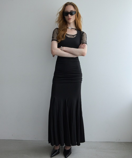 JOSE MOON(ジョゼムーン)の「DRAPE CUTSEW DRESS/ドレープカットソードレス(ワンピース・レディース・ブラック/ベージュ/グレー・FREE)」の7枚目の写真