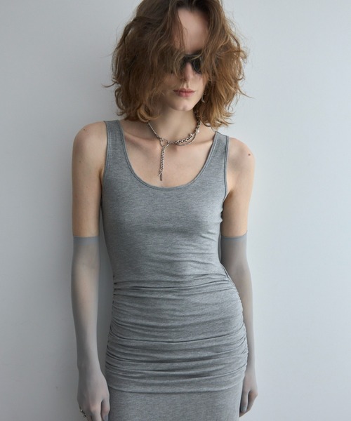 JOSE MOON(ジョゼムーン)の「DRAPE CUTSEW DRESS/ドレープカットソードレス(ワンピース・レディース・ブラック/ベージュ/グレー・FREE)」の20枚目の写真