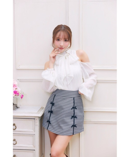 MISTREASS（ミストレアス）の「Gingham Check Ribbon Mini Skirt（スカート・レディース・ブラック・FREE）」の5枚目の写真