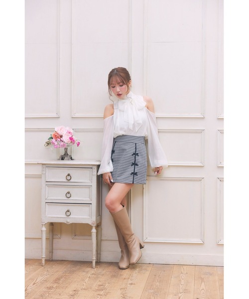 MISTREASS（ミストレアス）の「Gingham Check Ribbon Mini Skirt（スカート・レディース・ブラック・FREE）」の3枚目の写真