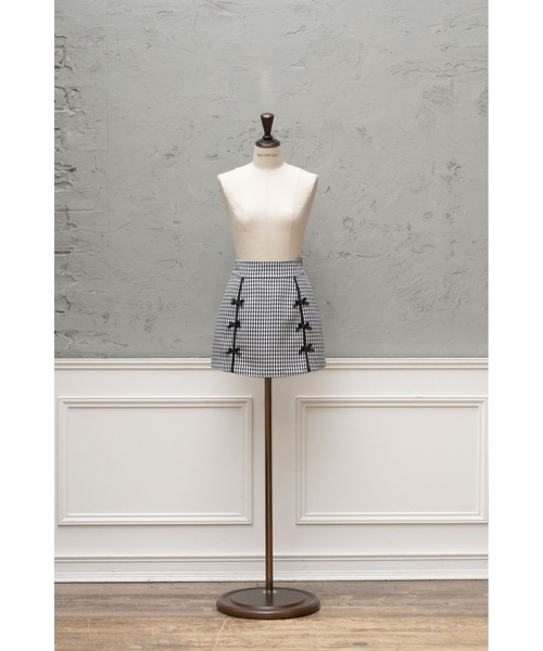 MISTREASS（ミストレアス）の「Gingham Check Ribbon Mini Skirt（スカート・レディース・ブラック・FREE）」の6枚目の写真