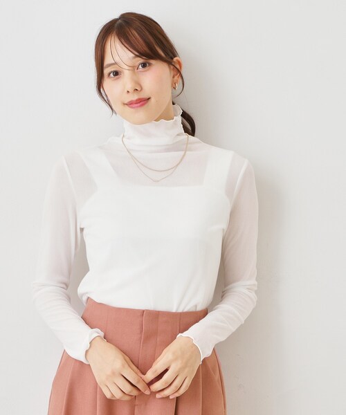 COUP DE CHANCE(クードシャンス)の「【手洗い可/日本製】ハイネックシアーカットソー(Tシャツ/カットソー・レディース・ブラック/ホワイト・38/34)」の3枚目の写真