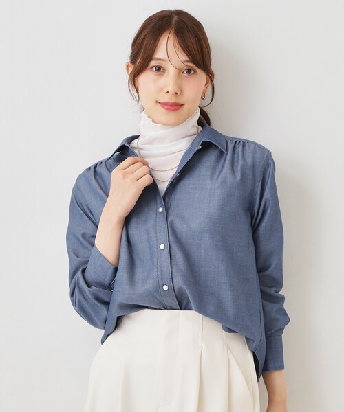 COUP DE CHANCE(クードシャンス)の「【手洗い可/日本製】ハイネックシアーカットソー(Tシャツ/カットソー・レディース・ブラック/ホワイト・38/34)」の4枚目の写真