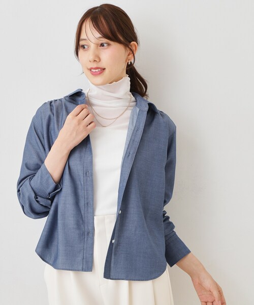 COUP DE CHANCE(クードシャンス)の「【手洗い可/日本製】ハイネックシアーカットソー(Tシャツ/カットソー・レディース・ブラック/ホワイト・38/34)」の5枚目の写真