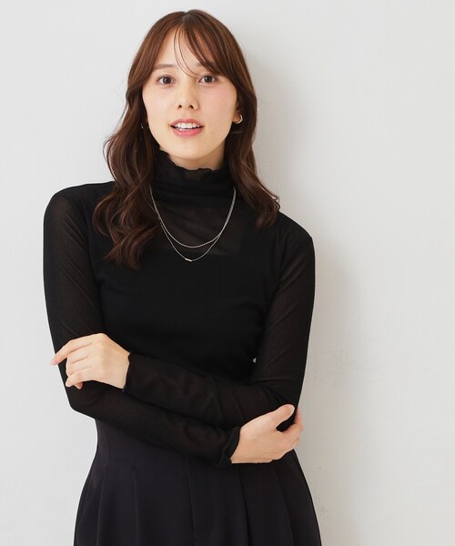 COUP DE CHANCE(クードシャンス)の「【手洗い可/日本製】ハイネックシアーカットソー(Tシャツ/カットソー・レディース・ブラック/ホワイト・38/34)」の8枚目の写真