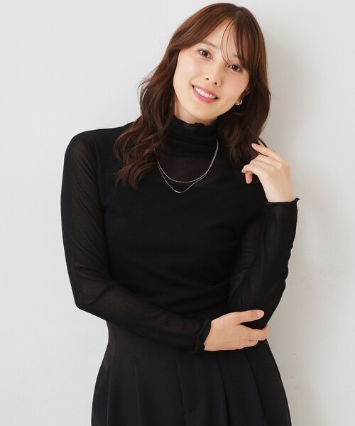 COUP DE CHANCE(クードシャンス)の「【手洗い可/日本製】ハイネックシアーカットソー(Tシャツ/カットソー・レディース・ブラック/ホワイト・38/34)」の9枚目の写真