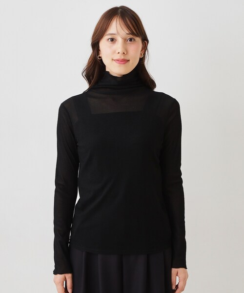 COUP DE CHANCE(クードシャンス)の「【手洗い可/日本製】ハイネックシアーカットソー(Tシャツ/カットソー・レディース・ブラック/ホワイト・38/34)」の11枚目の写真