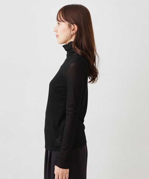 COUP DE CHANCE(クードシャンス)の「【手洗い可/日本製】ハイネックシアーカットソー(Tシャツ/カットソー・レディース・ブラック/ホワイト・38/34)」の12枚目の写真