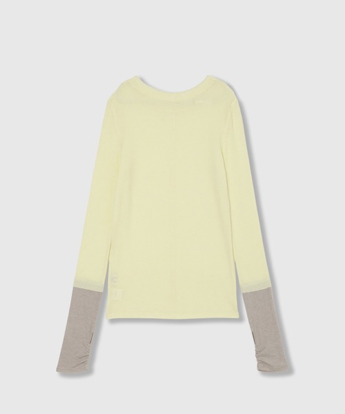 THINGS THAT MATTER(シングス ザット マター)の「TWO-TONE SHEER RIBBED TOPS / ツートーン シアー リブ トップス(Tシャツ/カットソー・レディース・サックスブルー/グレー/イエロー・FREE)」の21枚目の写真