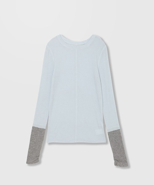 THINGS THAT MATTER(シングス ザット マター)の「TWO-TONE SHEER RIBBED TOPS / ツートーン シアー リブ トップス(Tシャツ/カットソー・レディース・サックスブルー/グレー/イエロー・FREE)」の14枚目の写真