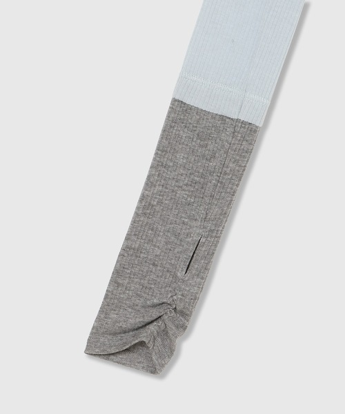 THINGS THAT MATTER(シングス ザット マター)の「TWO-TONE SHEER RIBBED TOPS / ツートーン シアー リブ トップス(Tシャツ/カットソー・レディース・サックスブルー/グレー/イエロー・FREE)」の16枚目の写真