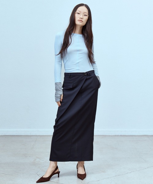 THINGS THAT MATTER(シングス ザット マター)の「TWO-TONE SHEER RIBBED TOPS / ツートーン シアー リブ トップス(Tシャツ/カットソー・レディース・サックスブルー/グレー/イエロー・FREE)」の10枚目の写真