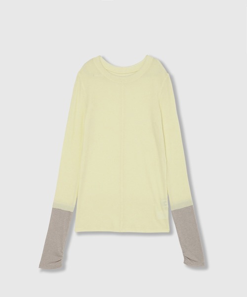 THINGS THAT MATTER(シングス ザット マター)の「TWO-TONE SHEER RIBBED TOPS / ツートーン シアー リブ トップス(Tシャツ/カットソー・レディース・サックスブルー/グレー/イエロー・FREE)」の18枚目の写真